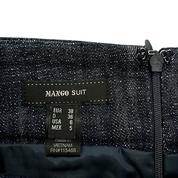 Mango Suit Women’s Dark Blue Jean Like Lined Pockets A-Line Mini Skirt Size 6 - Picture 3 of 8